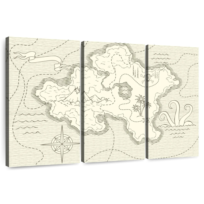 Aliaz Pirate Treasure Island Map, 48" H x 74" W