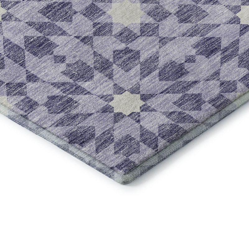 Tapis lilas Tweedy lavable à la machine Premium, Rectangulaire 8 pi x 10 pi