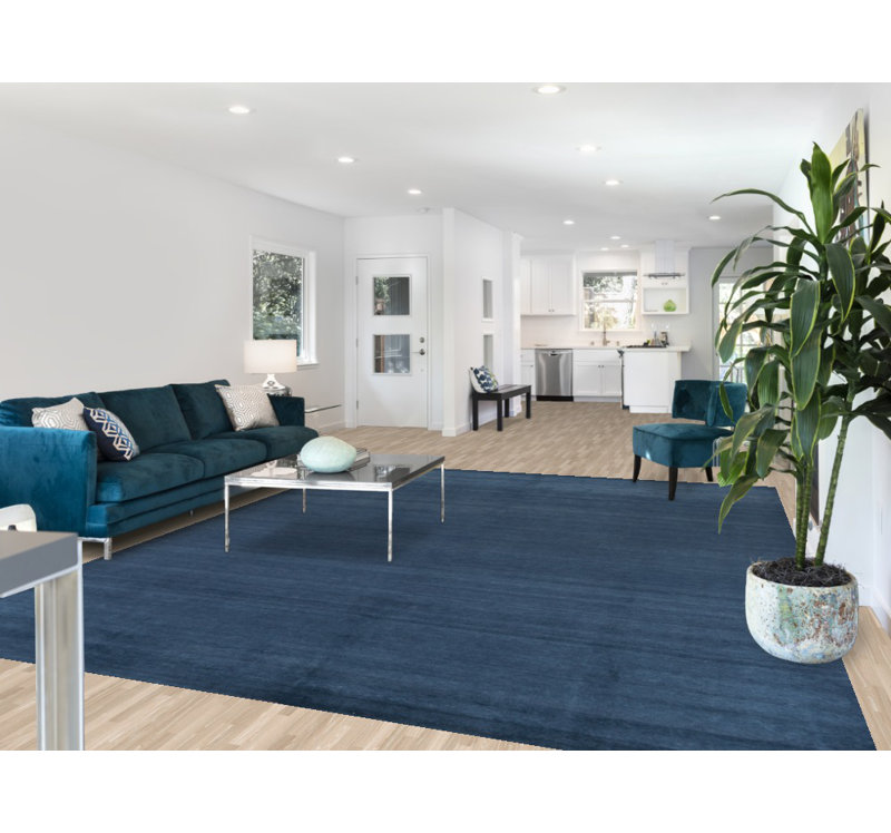 Tapis bleu marine uni Gabbeh 9 x 12