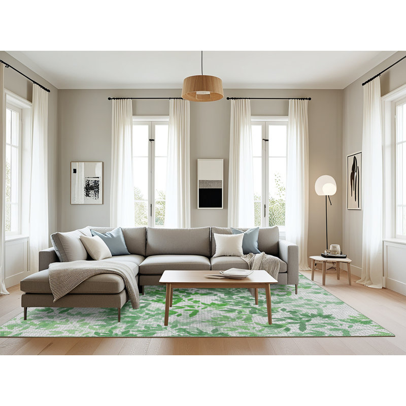 Tapis vert / blanc Einmyria, Rectangle 8 pi x 12 pi
