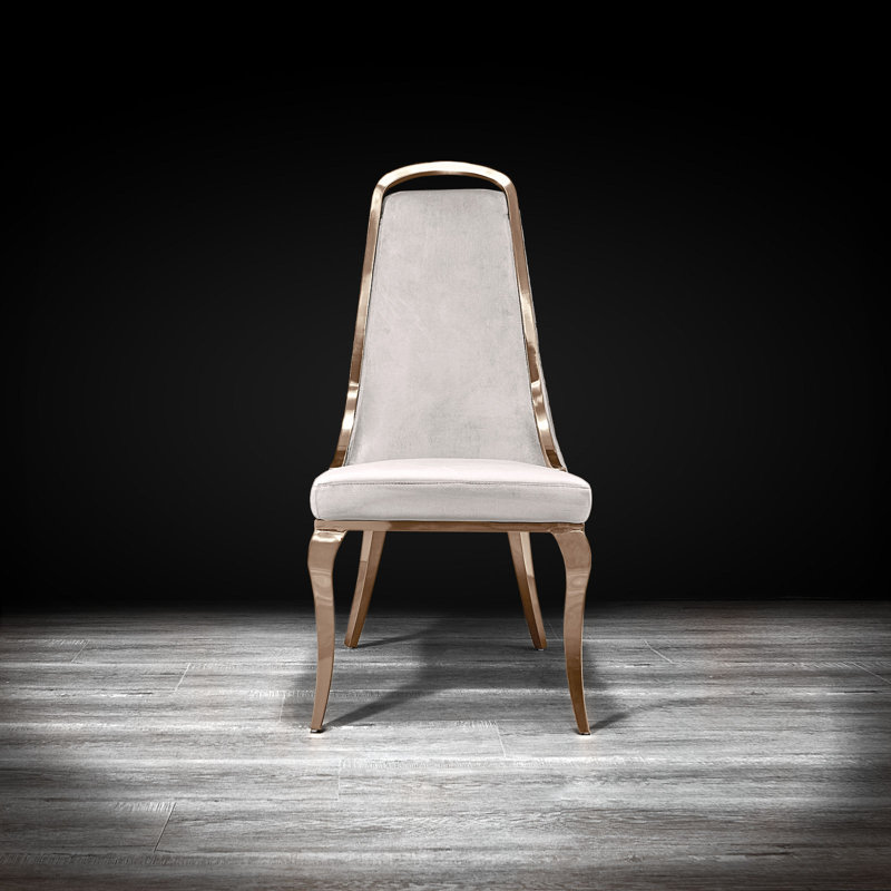 Chaise d'appoint en velours Oreana, Beige, Or rose