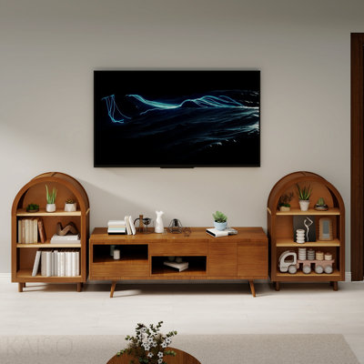 Arched Small Bookcase, Arched Storage Cabinet, Walnut Wooden Modern Arched Top Bookshelf With 3 Shelves, 3-Tier Storage Shelf With Glaze Finish For Living Room, Bedroom, Entryway