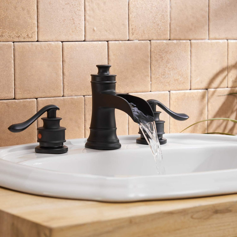 Matte Black Widespread 2-Handle Bathroom Faucet with Drain Assembly