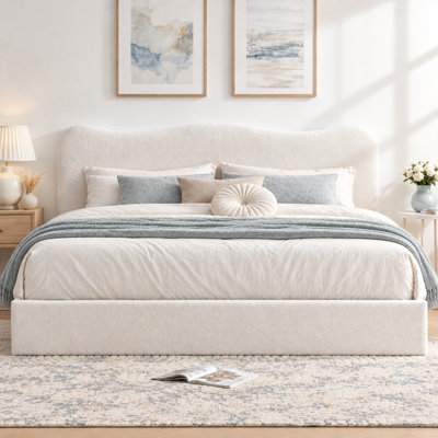 Hayden Boucle Hydraulic Lift Up Storage Upholstered Platform Bed