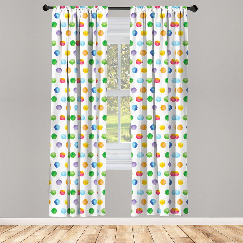 Polka Dot Semi-Sheer Rod Pocket Curtain Panels, 28" x 95"