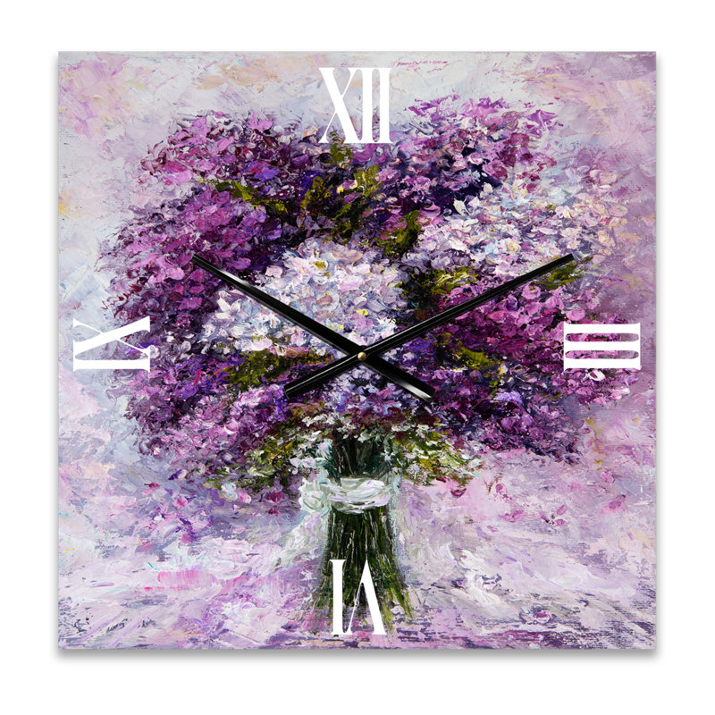 Horloge murale mauve - bouquet de jacinthe mauve, Petit