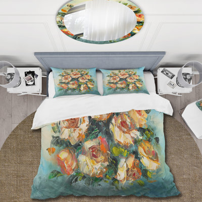 Vintage Flowers Bouquet Of Dark Pink Flowers - Traditional Duvet Cover Set - Microfiber Polyester