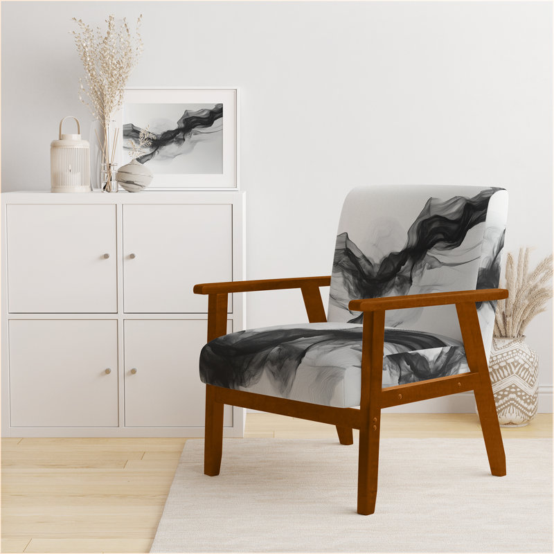 Chaise rembourrée Abstract, Accoudoirs carrés bruns