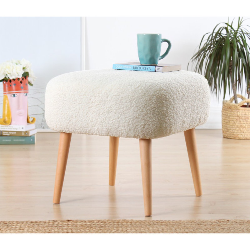 Corey 45cm Wide Square Solid Colour Footstool Ottoman, White