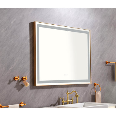 48 "36" miroir de salle de bain mural avec lumière élevée et anti-buée séparément