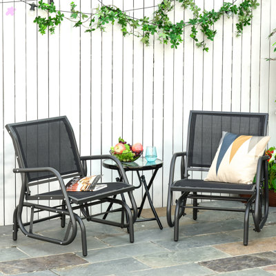 Vaneesha 2pcs Metal Frame Swing Glider Chairs with Breathable Mesh Fabric for Graden