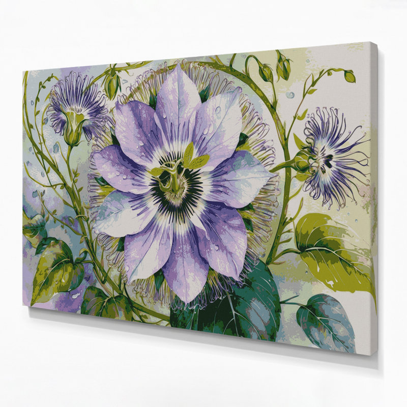 Art mural sur toile Botanical Passion Flower, H 20 po x l 24 po