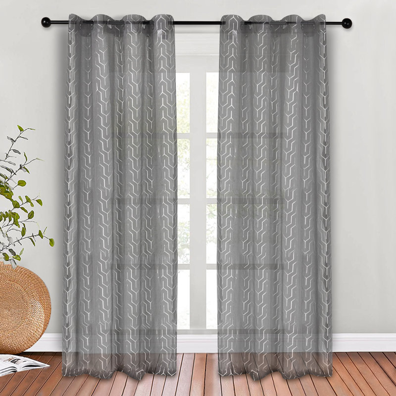 Jattin Sheer Curtain Pair, Ivory, 52" W x 84" L