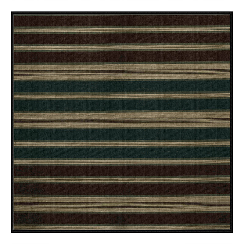 Tapis brun à rayures horizontales lavable à la machine, Carré 5 pi