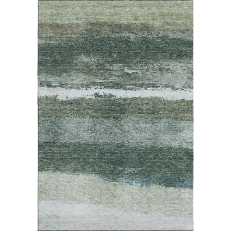 Premium Machine Washable Mayfield Striped Rug, Aloe, 5' x 7'6"