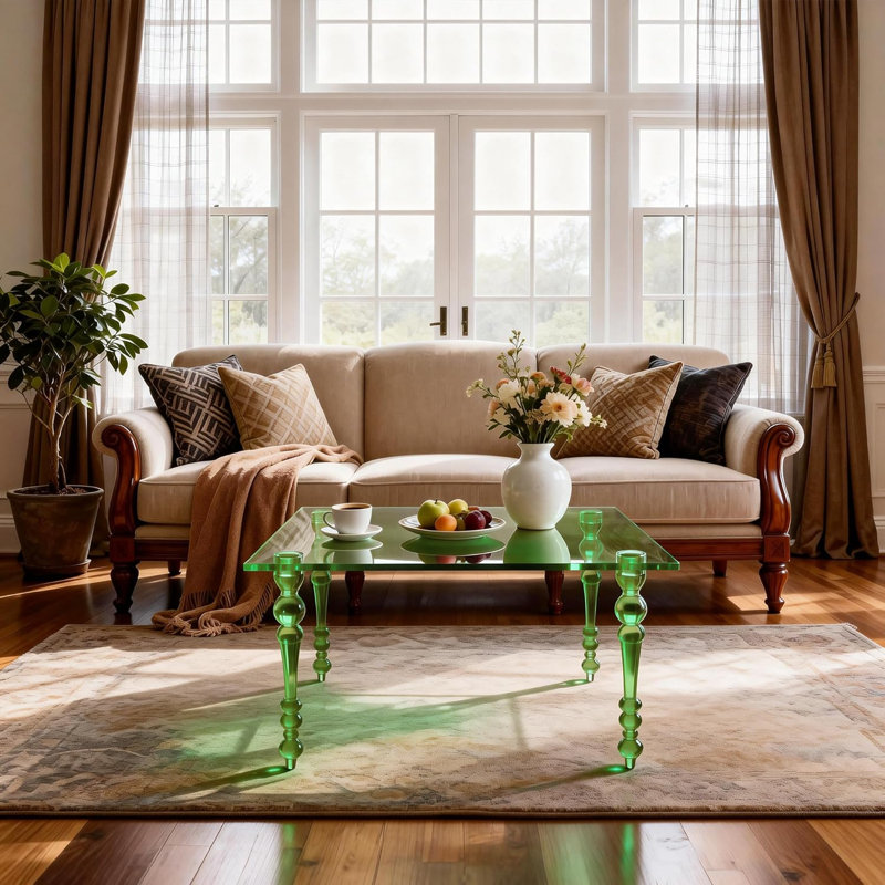 Table basse en acrylique de style moderne Mid-Century pour salon, chambre à coucher, Vert