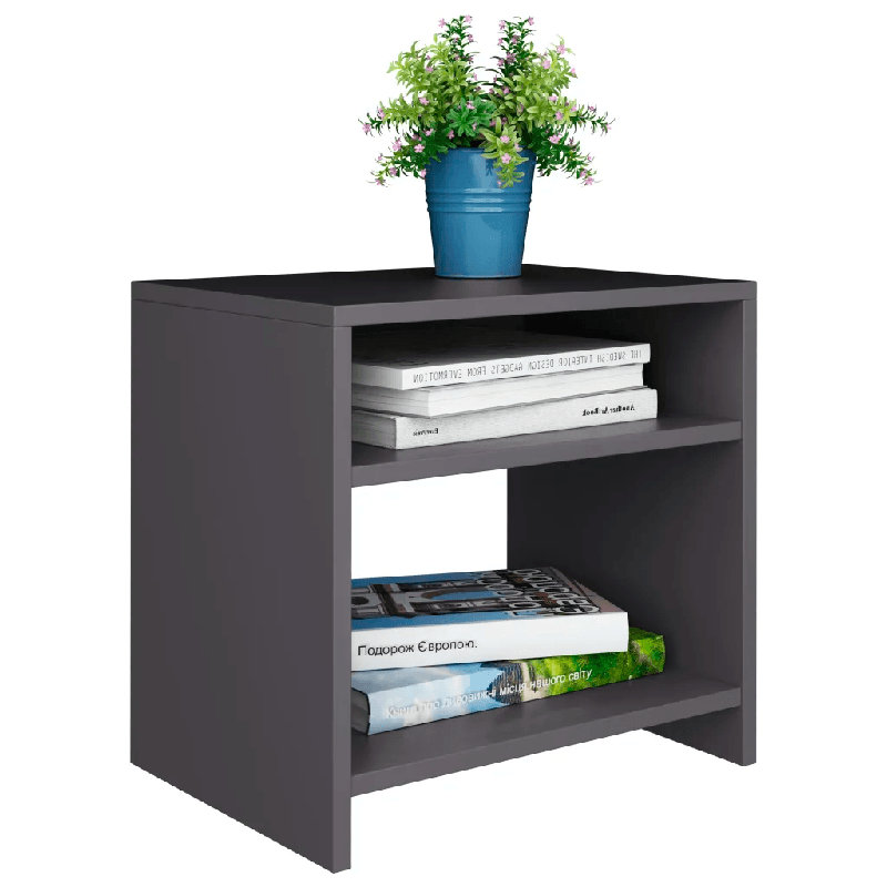 Reston 40cm W Manufactured Wood Bedside Table, Grey, Individual