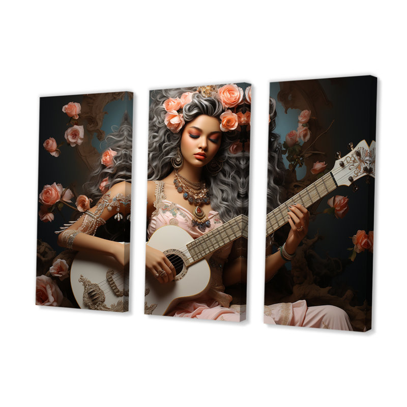 Ensemble de salon Hindouisme Saraswatis Parchment Peach I - Hindouisme, H 28 po x l 36 po, Toile tendue