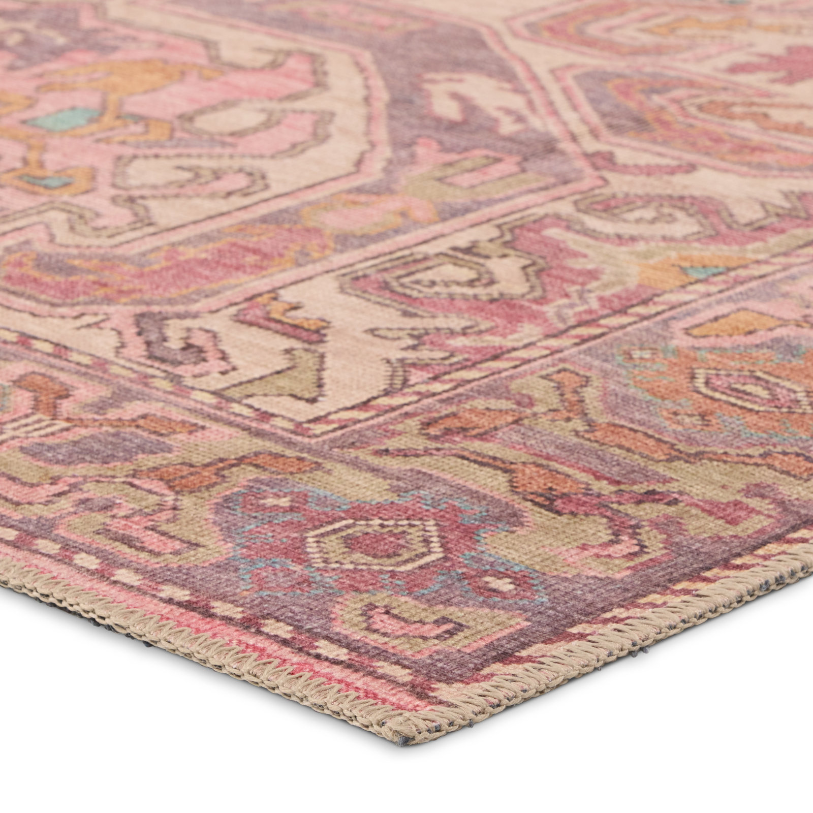 Framboise Pink Purple Washable Oriental Rug, Rectangle 8' x 10'