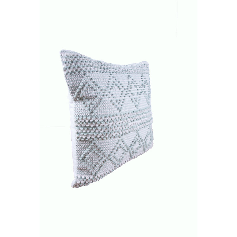 Trinity Sky Geometric Woven Square Throw Pillow, Seaglass