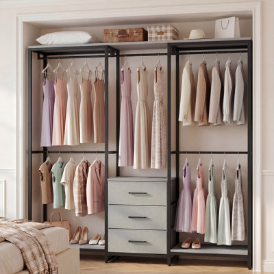 39.5'' - 65.5" W Closet System with Drawers and Hanging Rods