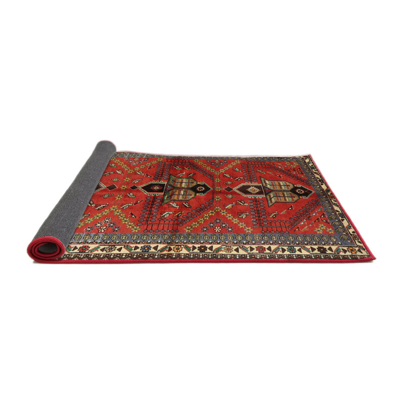 Tapis traditionnel gris / orange / noir, Rond 4 pi