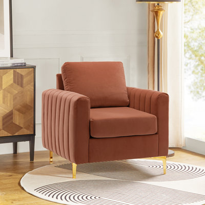 Fauteuil club capitonné en velours Cedarpoint