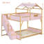 Lit de cabane à DEL avec rangement, lit double en MDF moderne pour enfants-781250724