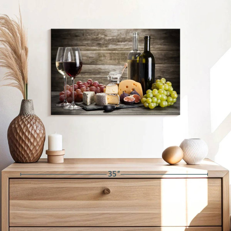 «Wine And Alco Wine And Cheese Jumelage», reproduction sur toile, H 16 po x l 24 po x P 1,25 po