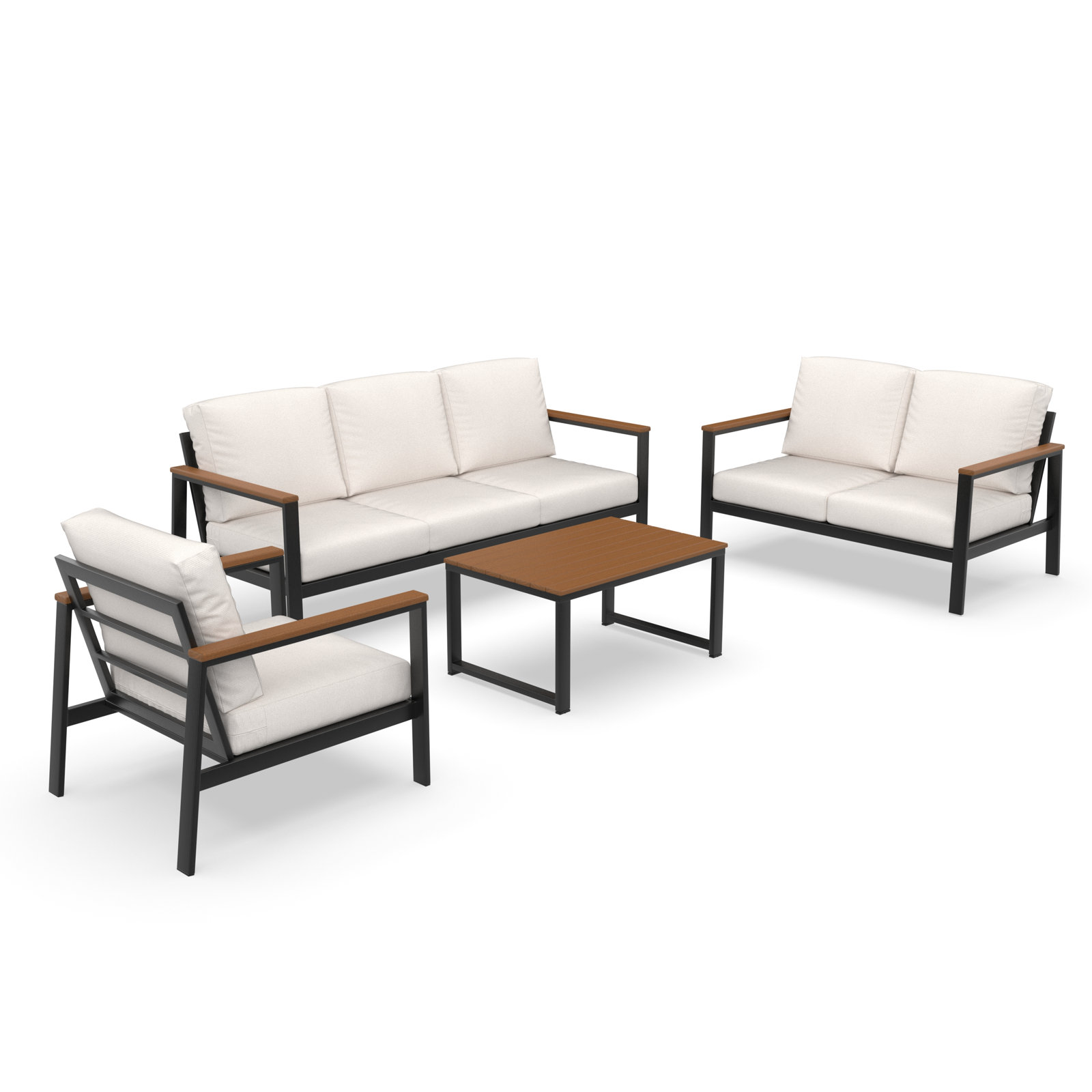 Townsend 6-Person Patio Seating Group, Sunbrella Canvas Natural