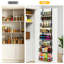 Organisateur au-dessus de la porte avec paniers en filet entièrement fermés, support à épices réglable à 8 niveaux pour garde-manger, rangement en métal robuste pour la salle de bain de la cuisine, fixation murale ou de porte 2-en-1