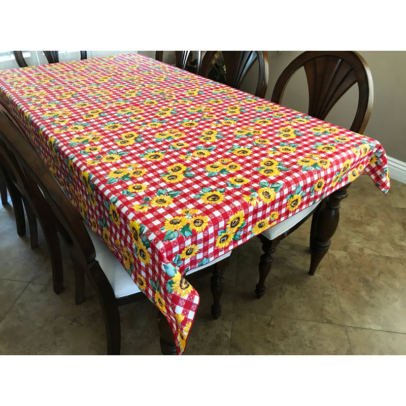 Sunflowers Print Tablecloths, Tavern Red, 58" W x 96" L