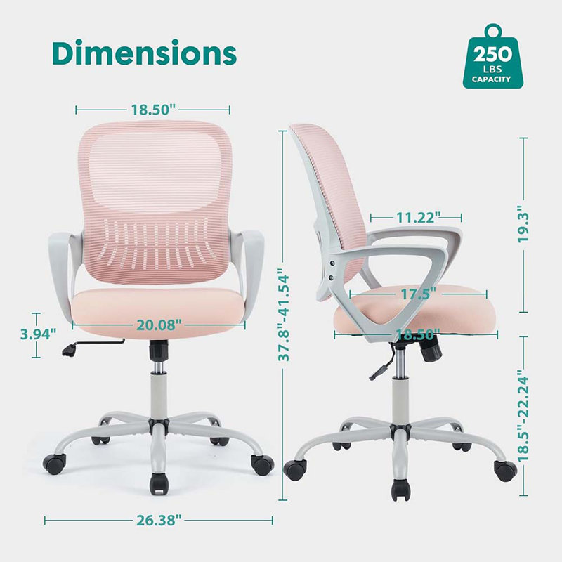 Game Chairs, Ergonomic Mid-Back Mesh Swivel Rolling Work With Wheels, Comfortable Lumbar Support