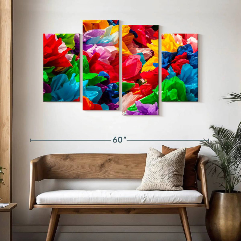 Fleurs en papier de soie, H 32 po x l 52 po