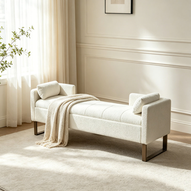 Chaise longue en chenille 63,98 "avec assise profonde, structure en bois massif et chaise longue rembourrée surdimensionnée avec coussin lombaire