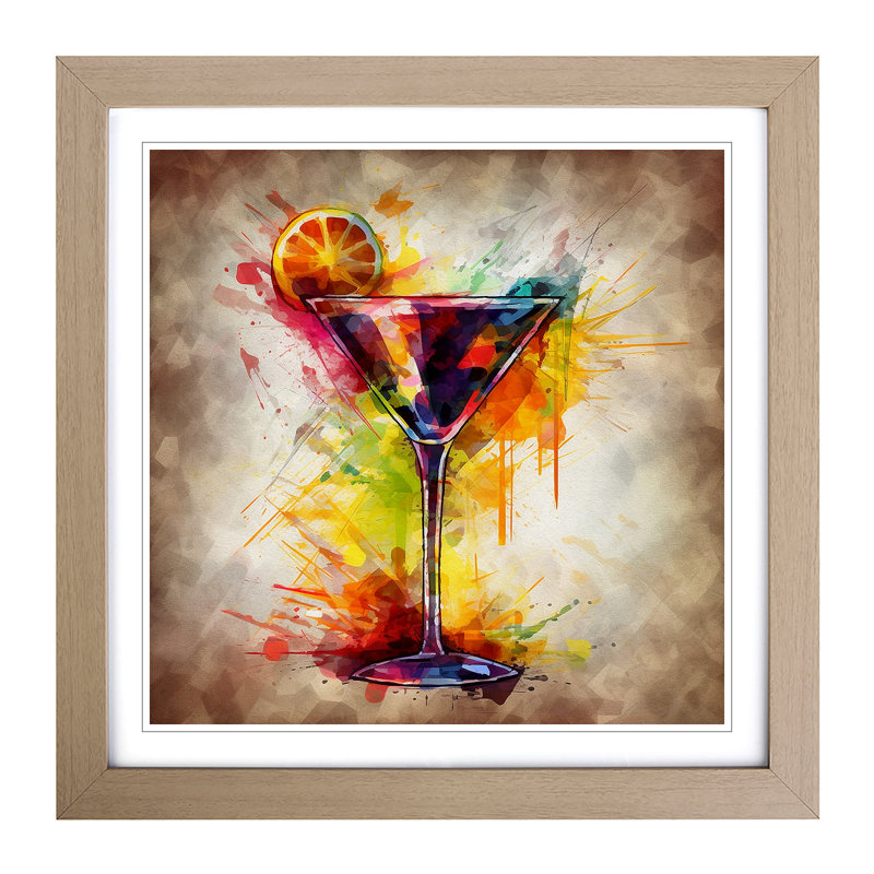 Cocktail Abstract Art No.2 - Framed Print, Oak
