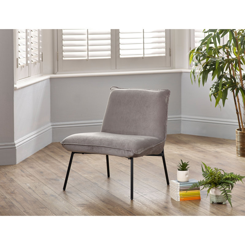 Dora Velvet Slipper Chair, Seal Grey