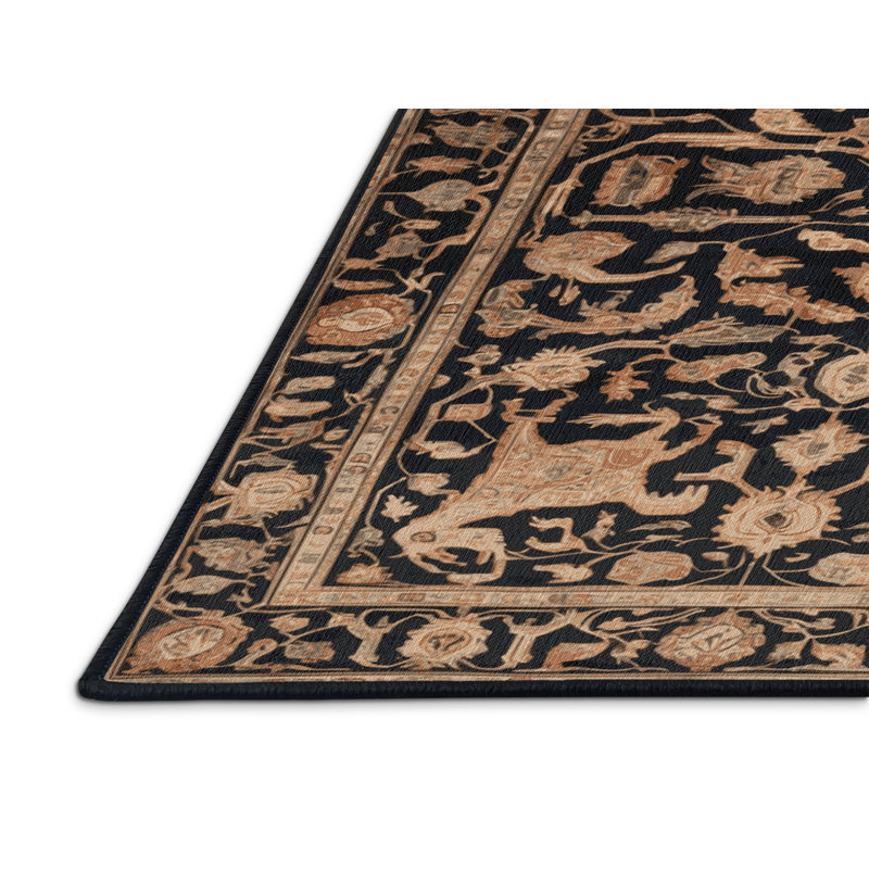 Machine Washable Persian Black Area Rug