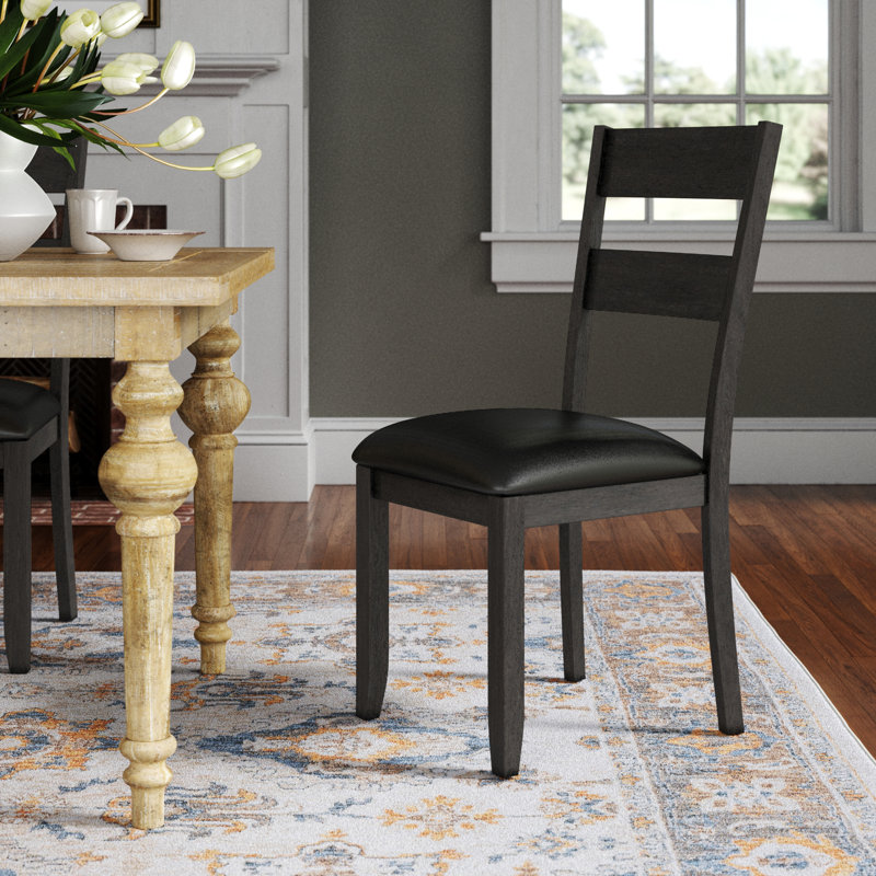 Schoenberg Upholstered Ladder Back Side Chair in Warm Gray/Black
