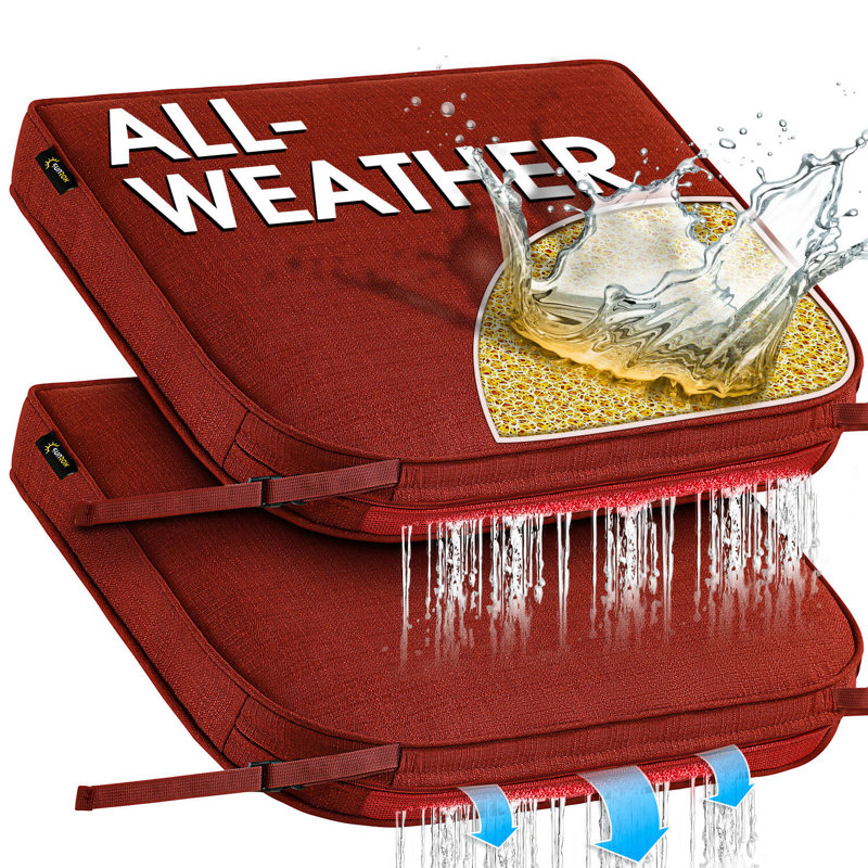 SUNROX All-Weather Outdoor Chair Cushion, Burgundy, 18.5" H x 16" W