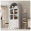 K&K - Grand garde-manger arqué de 71 po avec portes en verre, armoire de rangement de style campagne moderne et tablettes réglables, blanc