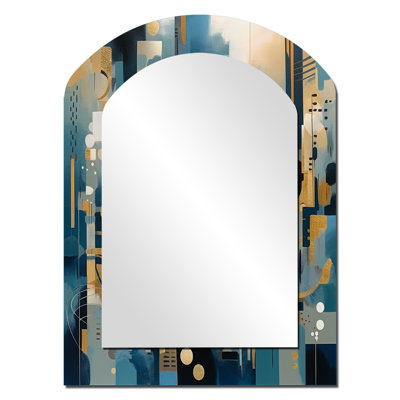 Transcending Reality IV - Landscapes Asymmetrical Mirror, Blue Arch Decorative Wall Mirror, Printed Metal Art