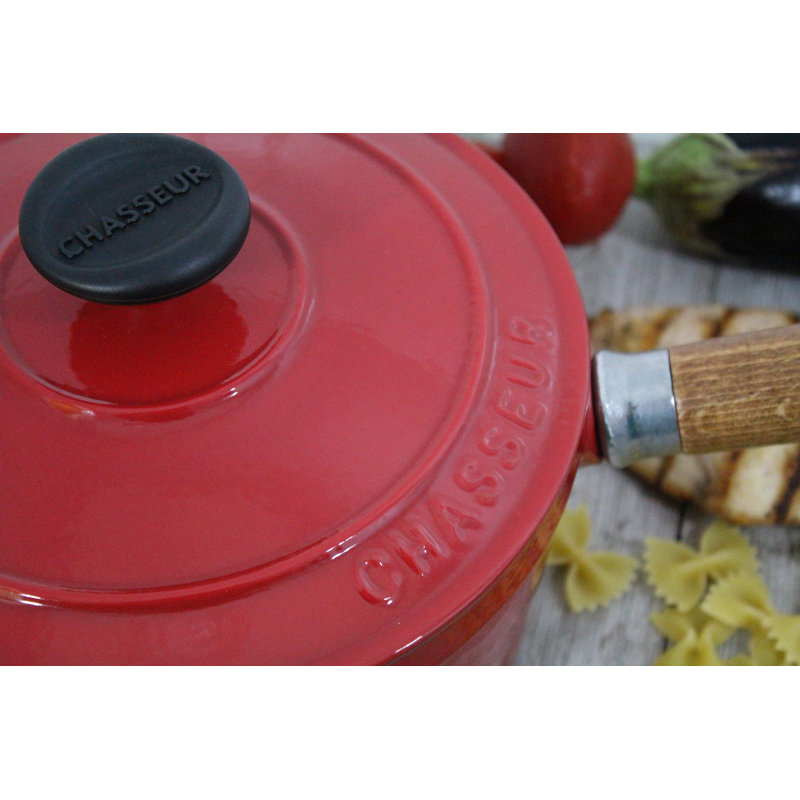 2.5 Quarts Enameled Cast Iron Saucepan, Red