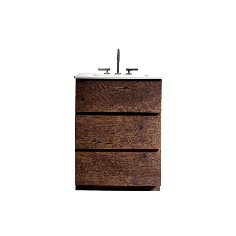 Meuble-lavabo de salle de bain avec 3 trous de robinet, meuble-lavabo autoportant moderne de grande capacité, lavabo intégré sans drain et robinet, pré-assemblé