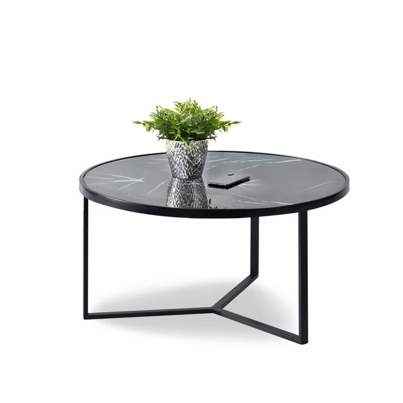 Adama Abstract Coffee Table, Black marble-black