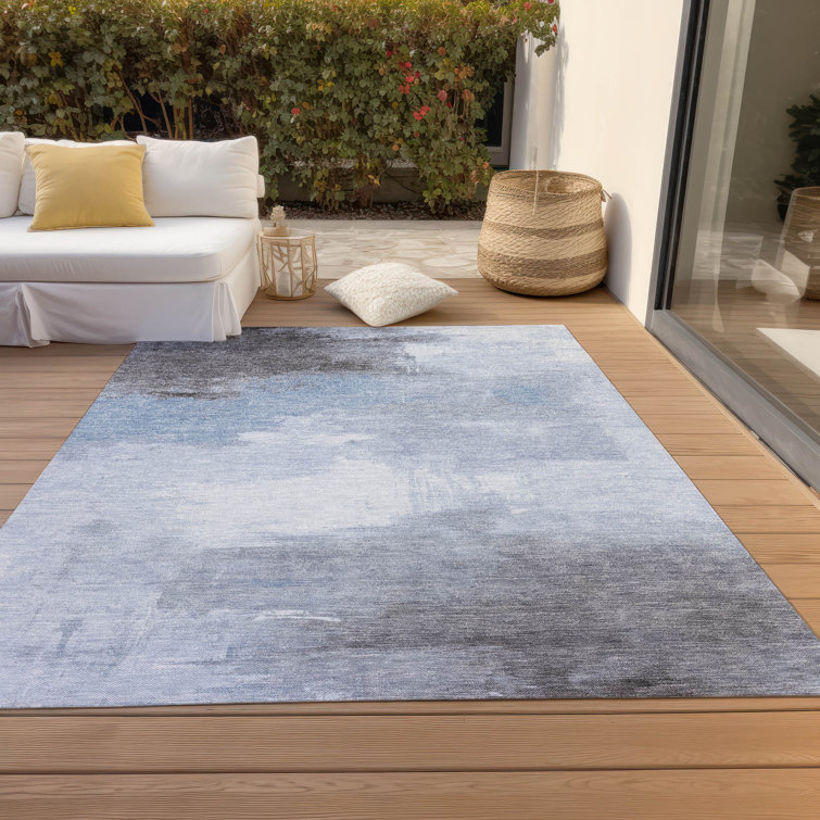 Machine Washable Indoor/Outdoor Cinead ACN1672 Sky Rug