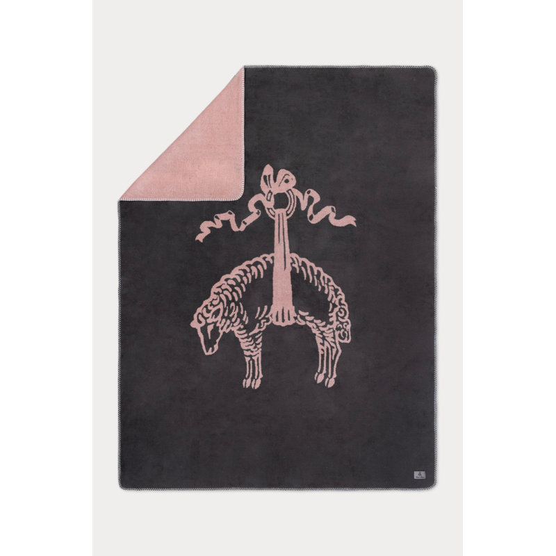 DOUBLE FACED LAMB LOGO Throw Blanket, Blush