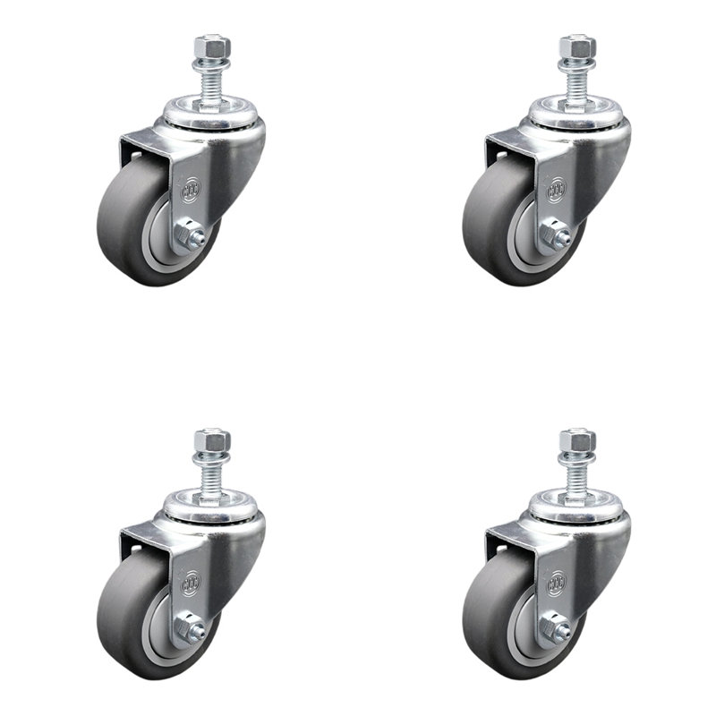 Ensemble de roulettes à tige filetée 3,5 mm en caoutchouc de 12 mm