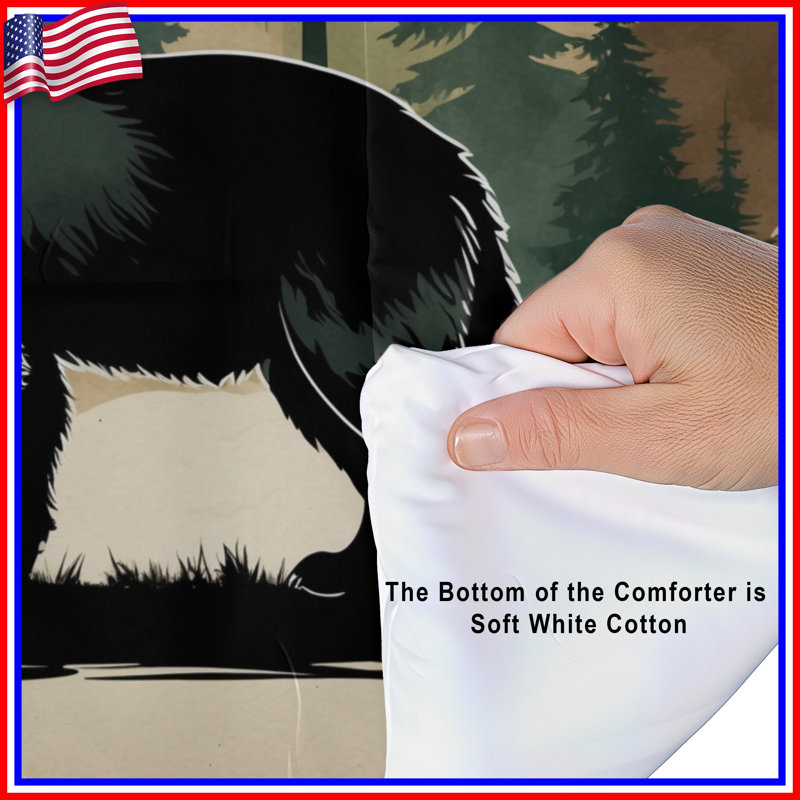 Bear Silhouette In Forest Comforter, Twin Extra Long