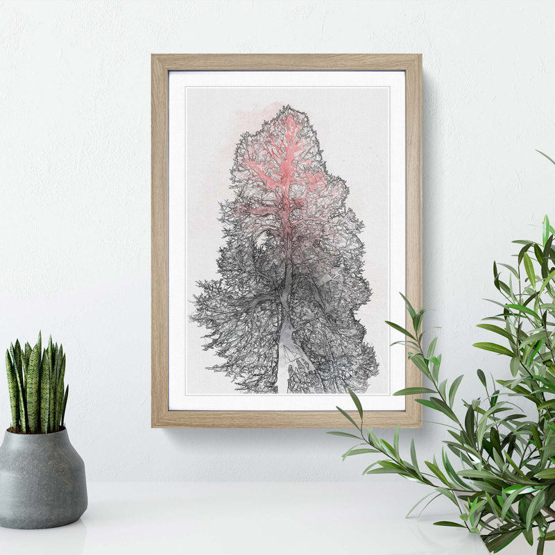 Colour of the Tree in Abstract - Picture Frame Graphic Art Print, 36cm H x 27cm W x 2cm D, Oak Framed